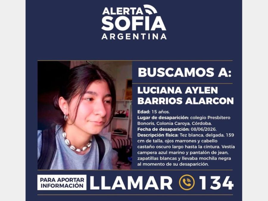 Activaron la Alerta Sofía por la desaparición de Luciana Aylen Barrios