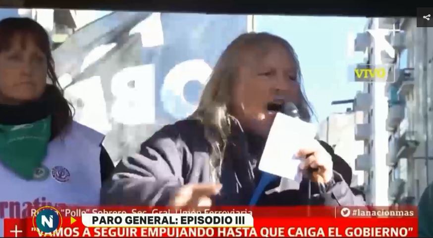 La amenaza del "Pollo" Sobrero: “Vamos a empujar hasta que caiga el Gobierno” | Telefe Noticias