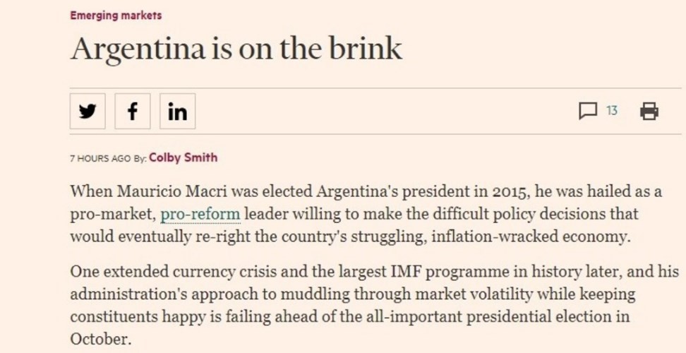 Duro diagnóstico del Financial Times: "La Argentina está en el borde" | Política y economía