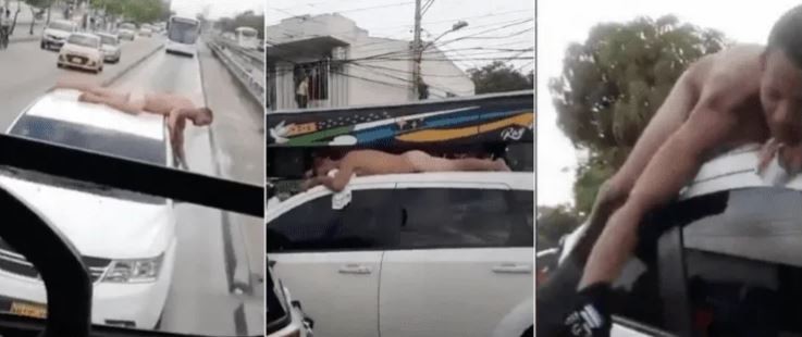 Escarmiento: paseó en el techo del auto a su marido desnudo por una infidelidad | Redes