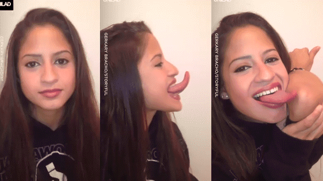 Hazaña viral: la mujer que se toca el codo con la lengua | Redes