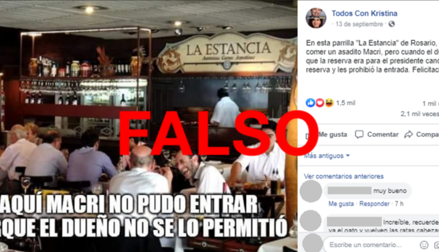 Es falso que un restaurante en Rosario no dejó almorzar a Macri porque no tenía reserva | Elecciones Legislativas 2021