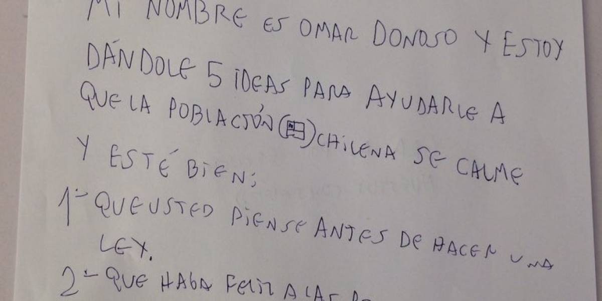 Carta viral en Chile: los consejos de un niño de 10 años a Piñera para hacer feliz a los enojados | Redes
