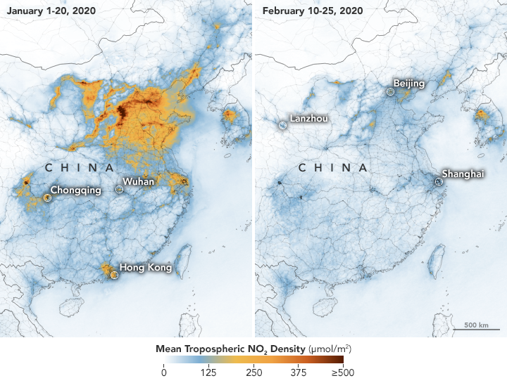 Coronavirus: la NASA mostró cómo se redujo la contaminación en China | Internacionales
