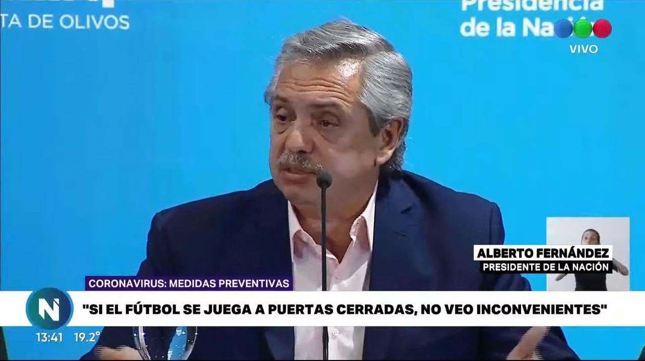 Fútbol sin público: ¿Jugar o suspender? Qué dijo Fernández | Deportes