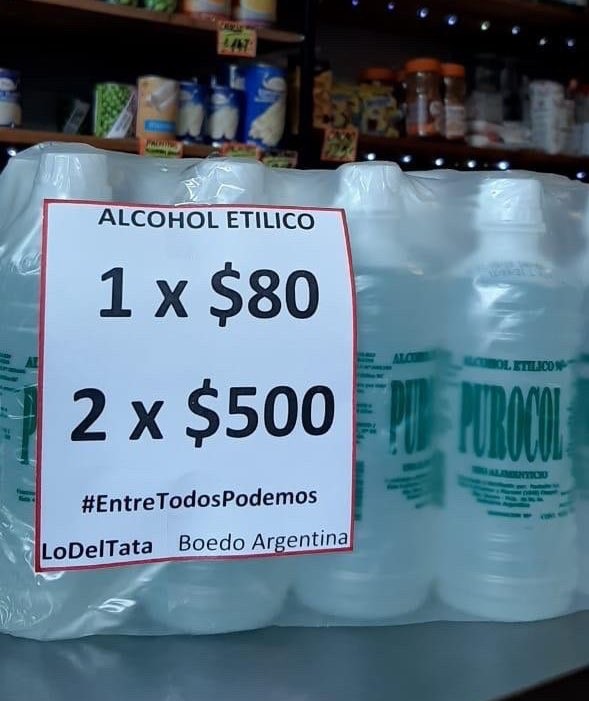 Venden alcohol etílico a precio razonable y solidario por coronavirus | Actualidad