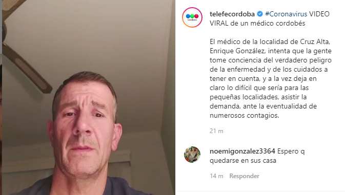 VIDEO: un médico cordobés alerta sobre los peligros del coronavirus y pide tomar conciencia | Redes