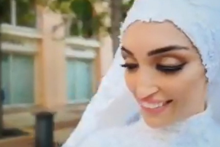 Video: La novia que posaba para las fotos cuando la sorprendió las explosiones de Beirut | Internacionales