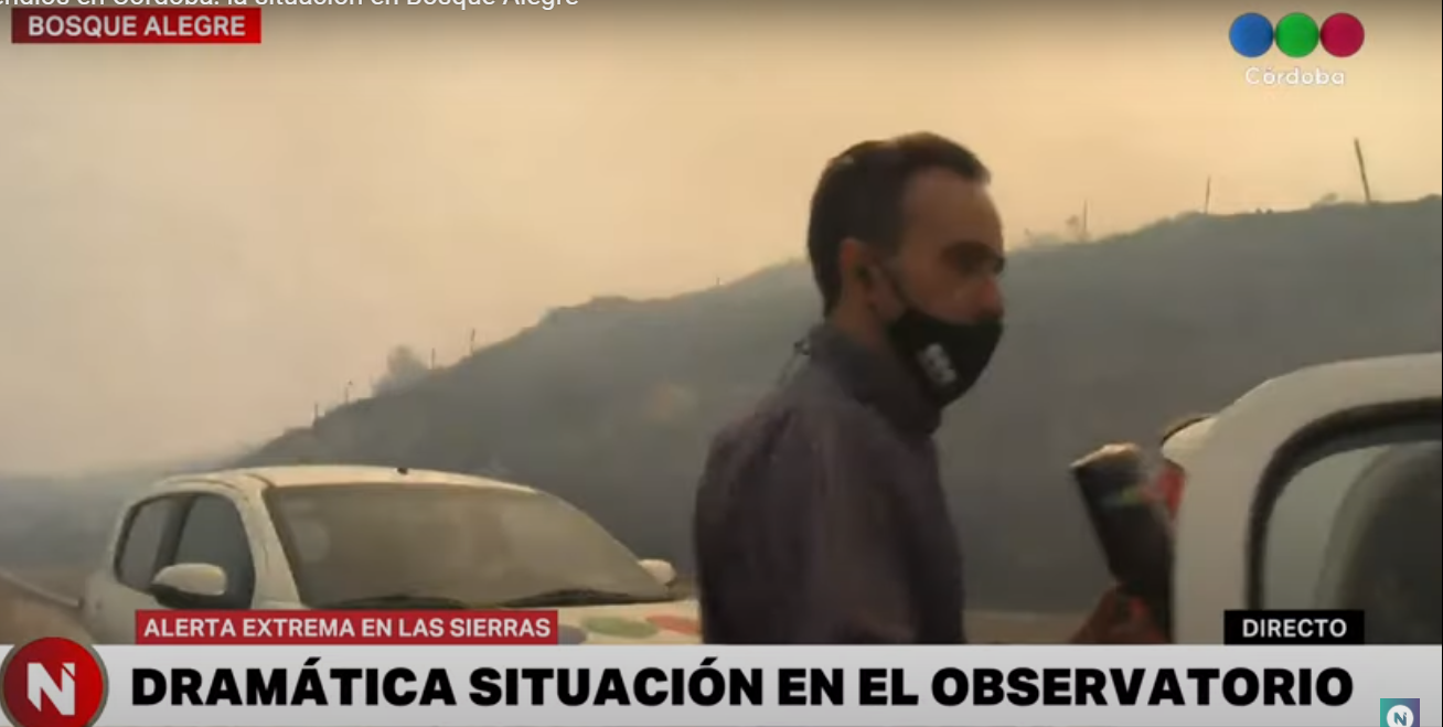 Tensión en vivo: el fuego acorraló al equipo de Telefe Noticias | Córdoba