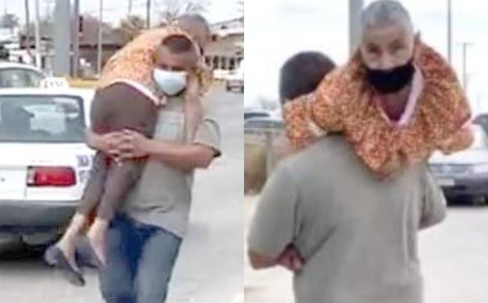 Emocionante: llevó a su mamá a upa para que reciba la vacuna contra el coronavirus | Actualidad