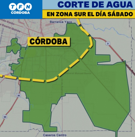 Aguas Cordobesas anuncia corte de suministro para zona sur el día sábado | Córdoba