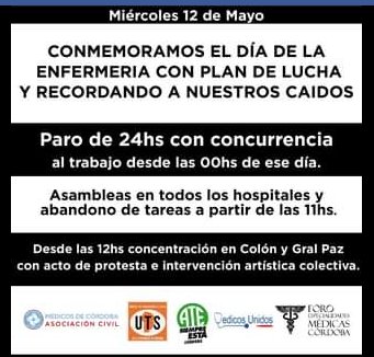 Personal de salud marcha por mejores condiciones laborales, en el Día de la Enfermería | Córdoba
