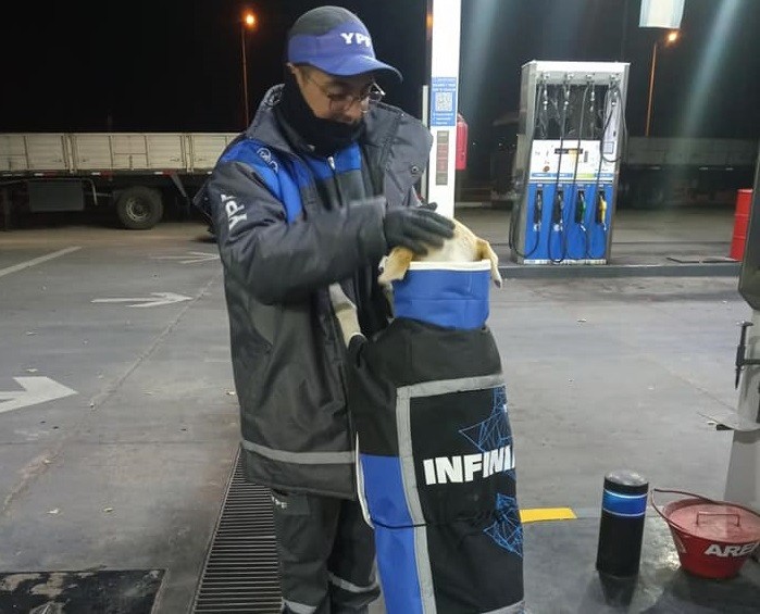 Empleados de una estación de servicio adoptaron una perrita y le hicieron su propio uniforme | Curiosidades