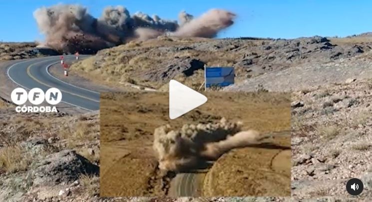 VIDEO: impresionante detonación del pavimento con 1.500 kilos de explosivos en las Altas Cumbres | Córdoba