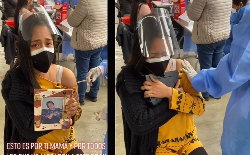Video: recibió la vacuna abrazada a la foto de su mamá que murió de coronavirus | Internacionales