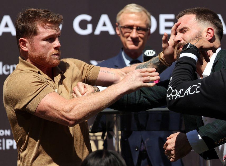 Canelo y Plant no llegaron al ring: se fueron a las manos en la conferencia de prensa | Deportes