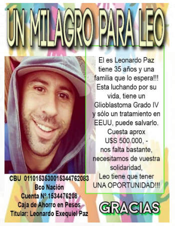 Glioblastoma: un joven padre de familia necesita medio millón de dólares para salvar su vida | Córdoba