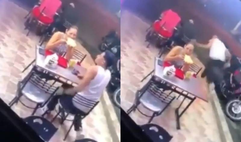 Video viral: entran a robar a una pizzería, un hombre sale corriendo y deja a la novia sola comiendo pizza | Internacionales