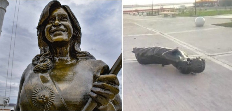 Tiraron y rompieron una escultura de Cristina Kirchner en Río Gallegos | Actualidad