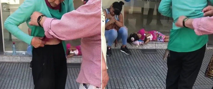 Video: estaba en la fila de un banco y se le metió una rata en la ropa | Actualidad