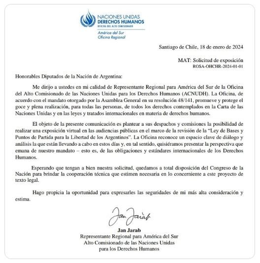 La ONU pide participar del debate por la ley ómnibus: extendería posibilidad de dictamen | Política y economía