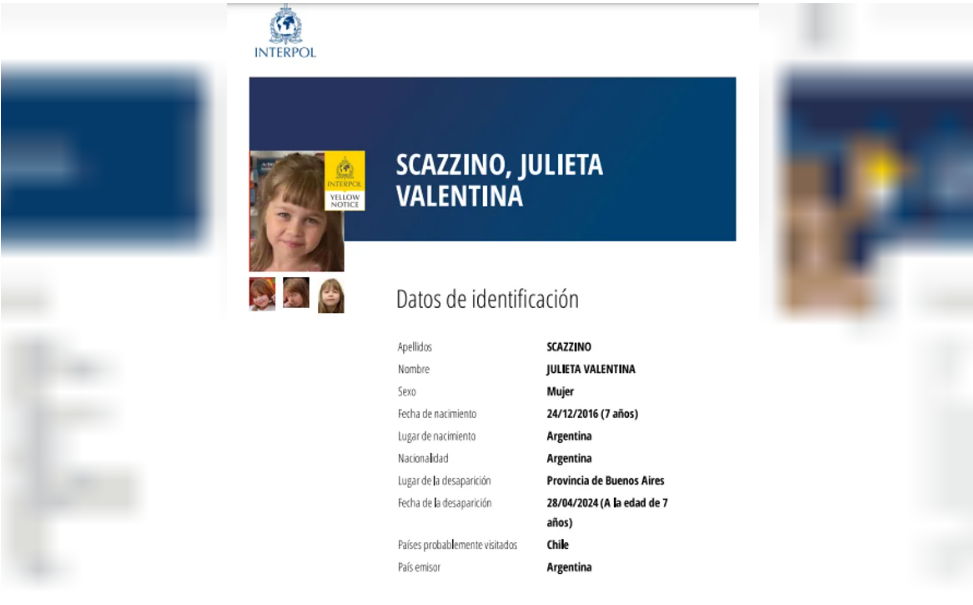 Alerta amarilla de Interpol por la desaparición de una niña en Pilar: creen que cruzó a Chile con su mamá | Actualidad