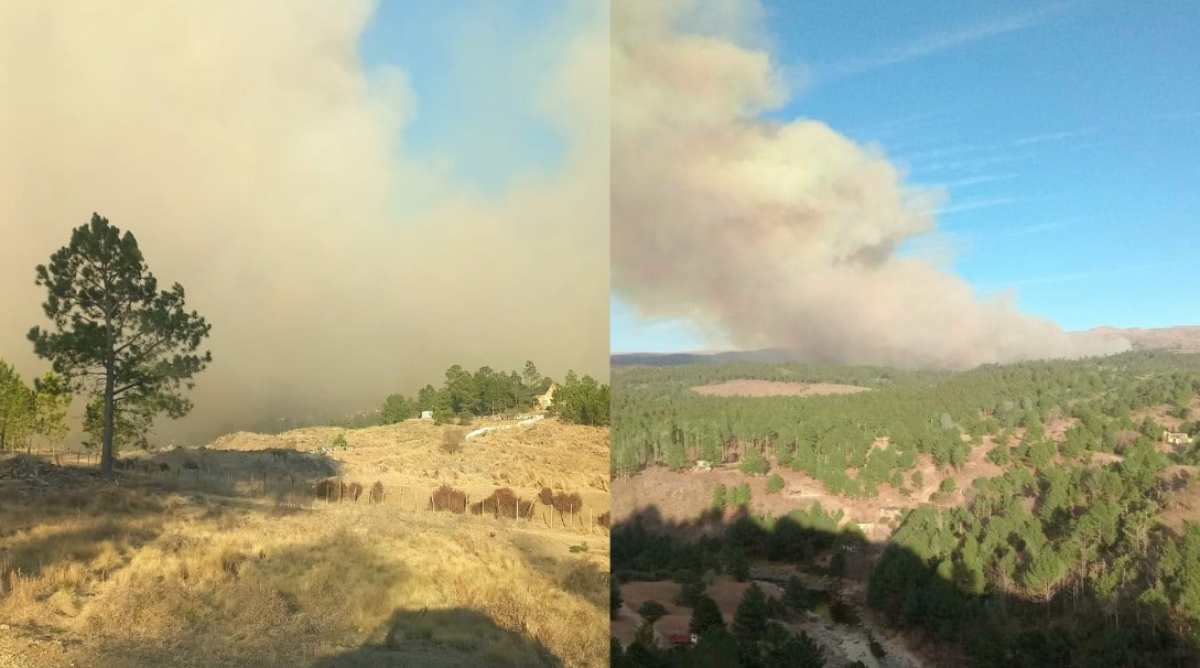 14 cuarteles de bomberos combaten un incendio en El Durazno | Córdoba