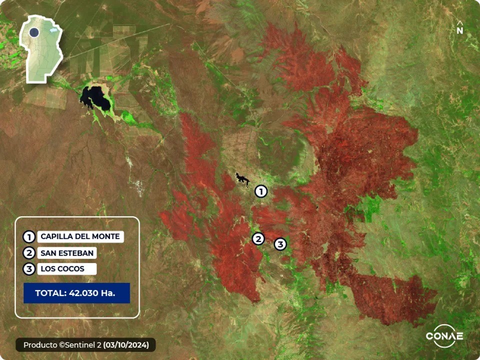 Así se ven los incendios de Córdoba desde una imágen satelital | Córdoba