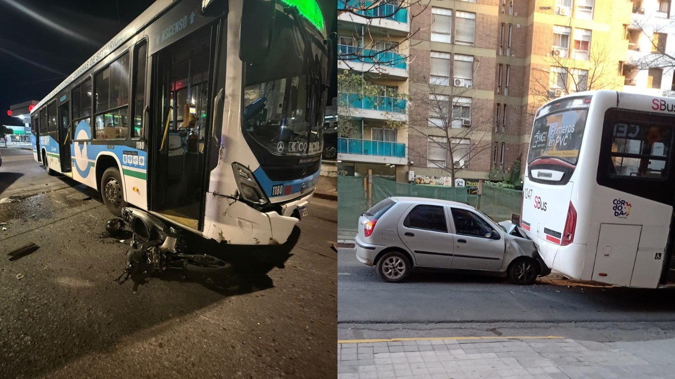 Siniestros viales en Córdoba: un colectivo y un trolebús chocaron con vehículos particulares | Córdoba