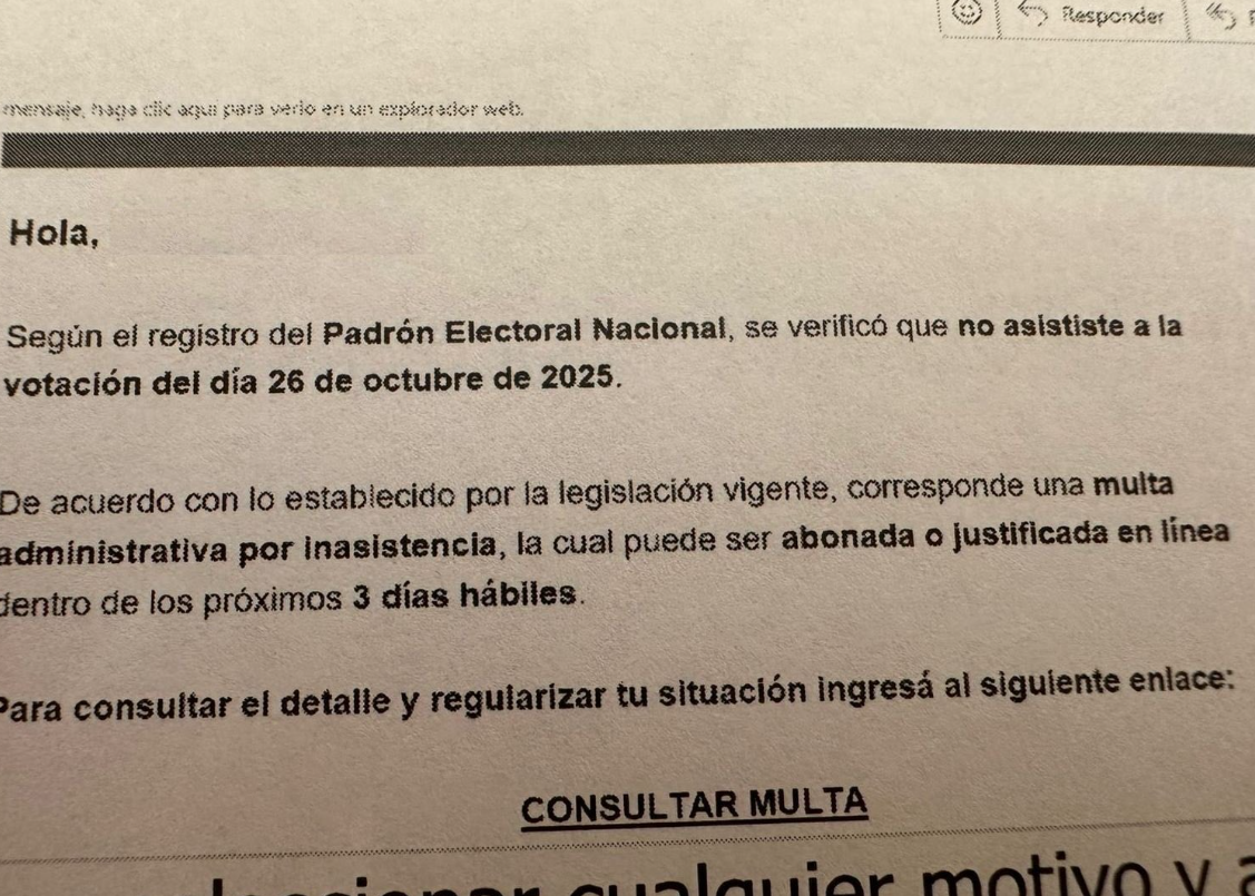 Nuevo caso de phishing: circula un mail falso con multas para quienes no hayan votado en las legislativas 2026 | Actualidad