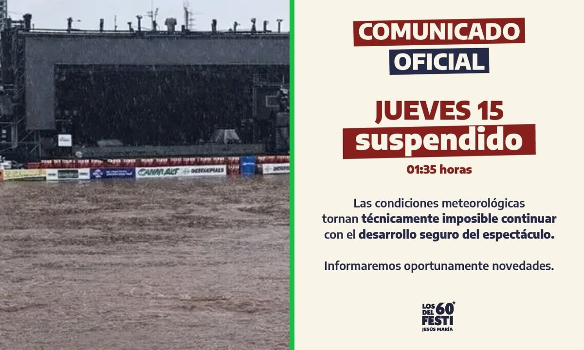 Suspendieron el Festival de Jesús María por las fuertes lluvias y la inundación del predio | Córdoba