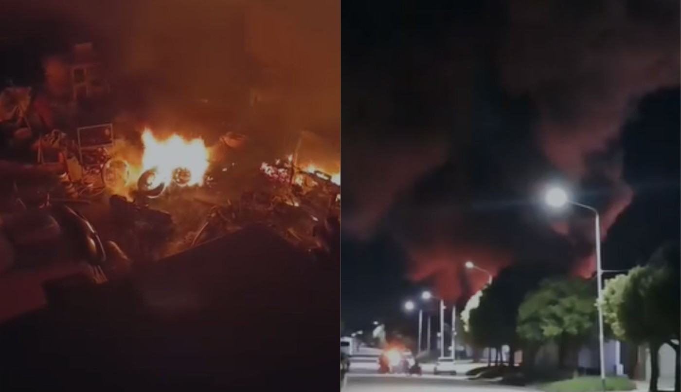 Voraz incendio destruye depósito de camiones en Río Segundo, los bomberos hicieron que no se propague | Córdoba