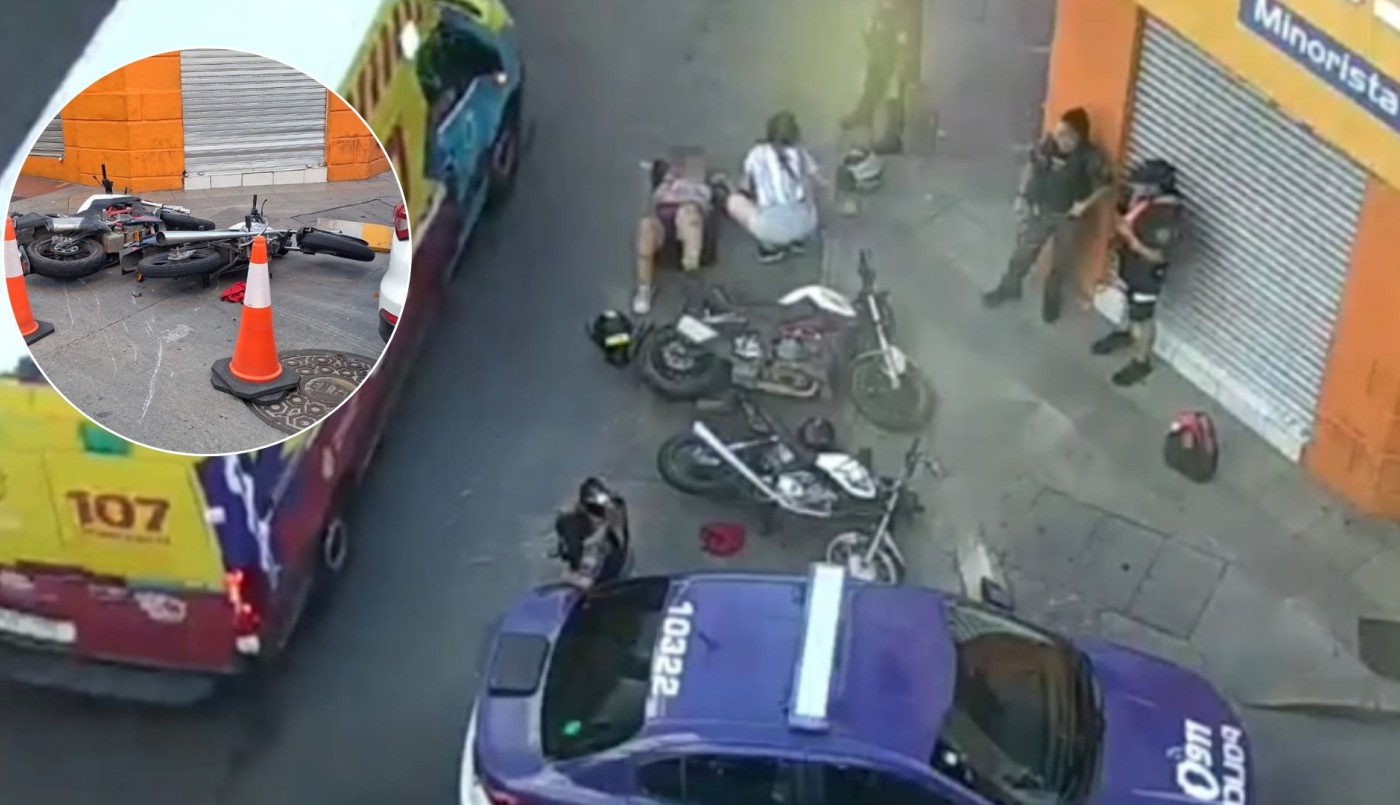 Choque entre dos motos dejó tres personas lesionadas en pleno centro | Actualidad