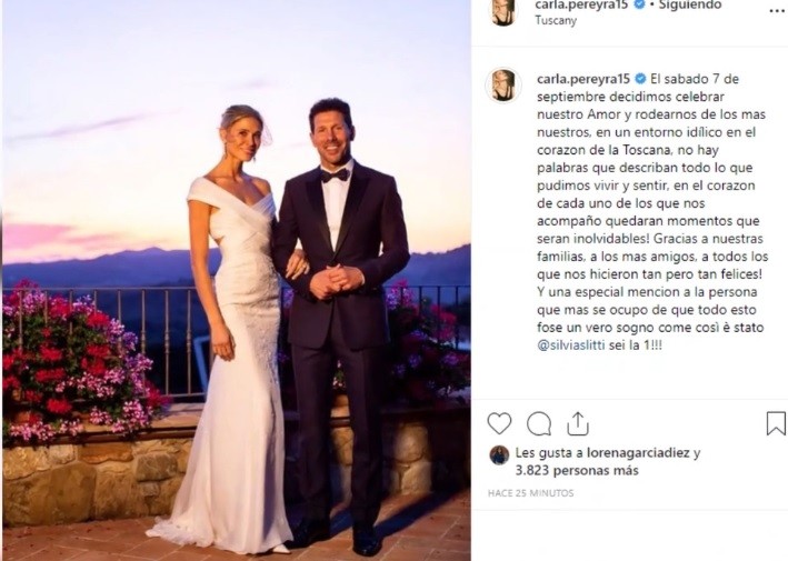 La segunda boda de Simeone y Carla Pereyra que duró tres días | Espectáculos