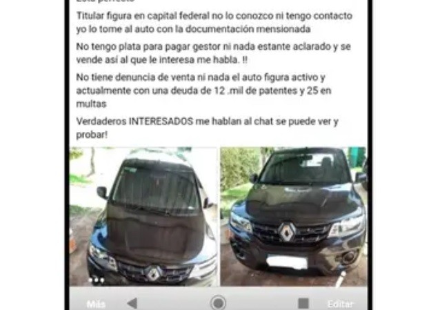 Sufrió el robo de su auto a mano armada y luego lo encontró a la venta en Facebook | Actualidad