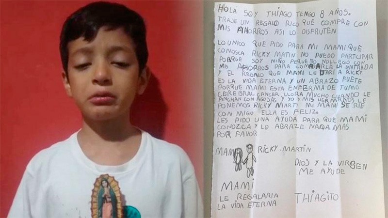 Un nene de 8 años gastó sus ahorros para que su madre con un tumor cerebral pueda conocer a Ricky Martin | Actualidad