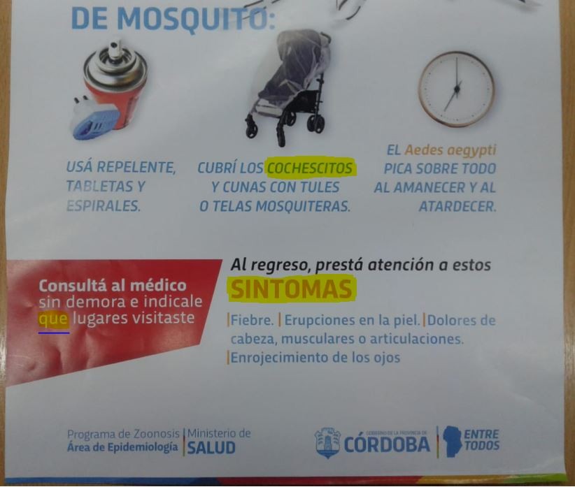 El dengue hace doler los ojos y el afiche preventivo también | Córdoba