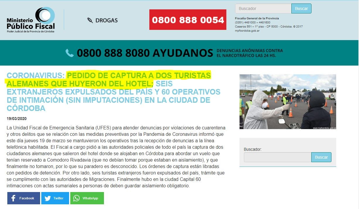 Piden la captura de dos turistas alemanes que huyeron del hotel y no tomaron su vuelo | Córdoba