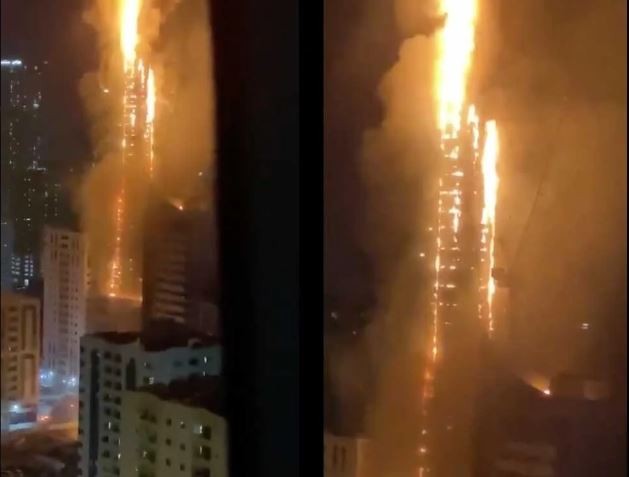 Dramático incendio consume un rascacielos de 48 pisos en Emiratos Árabes | Internacionales
