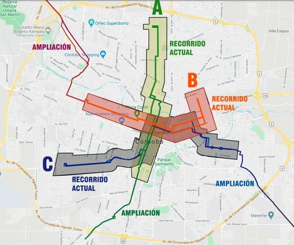 En detalle: Así son los recorridos de las líneas del Transporte Urbano en Córdoba | Córdoba