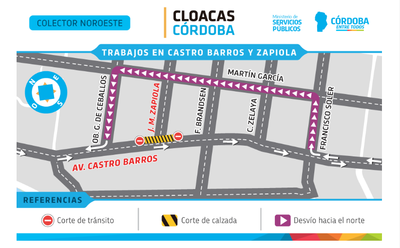 Así es el desvío de tránsito en Av. Castro Barros por la realización de obras de cloacas | Córdoba
