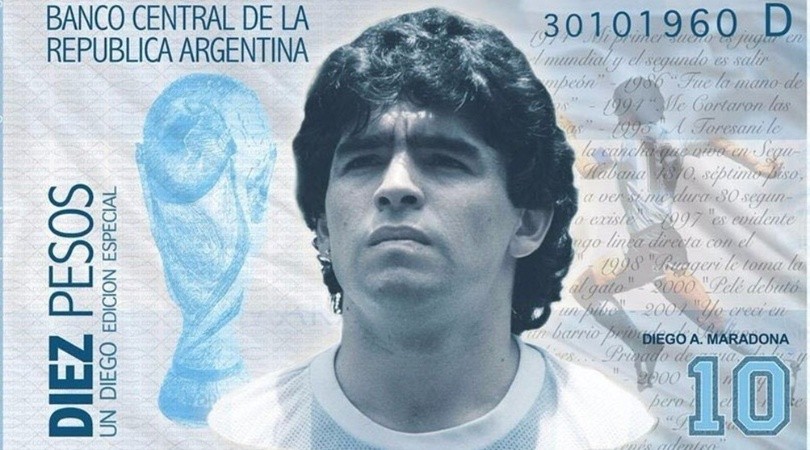 Proponen crear un billete de 10 pesos con la imagen de Diego Maradona | Actualidad