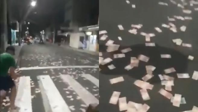 Video: robaron un banco y tiraron billetes a la calle para poder huir | Internacionales