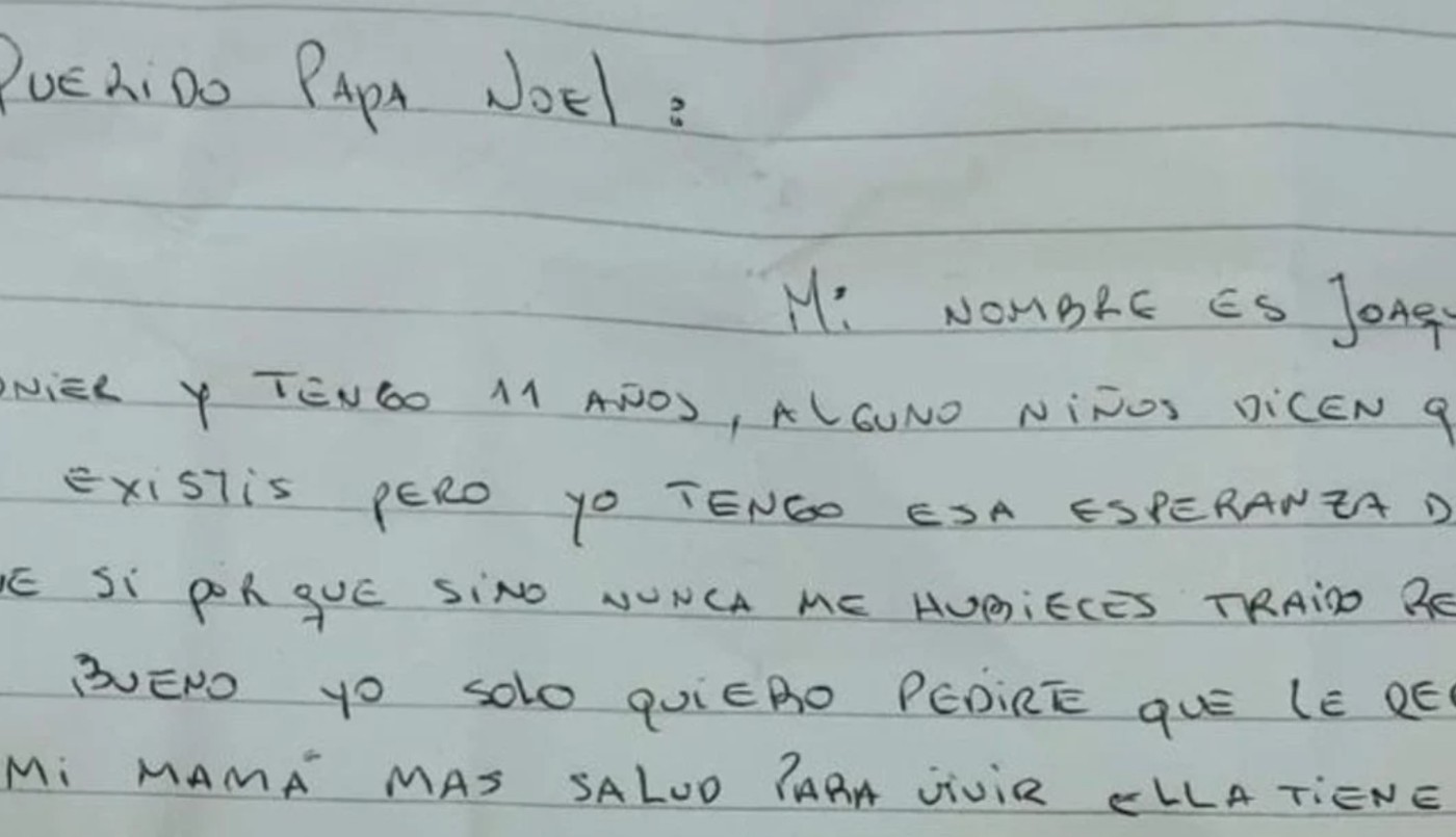La carta de un nene a Papa Noel que le pide "más salud para mi mamá" enferma de cáncer | Actualidad