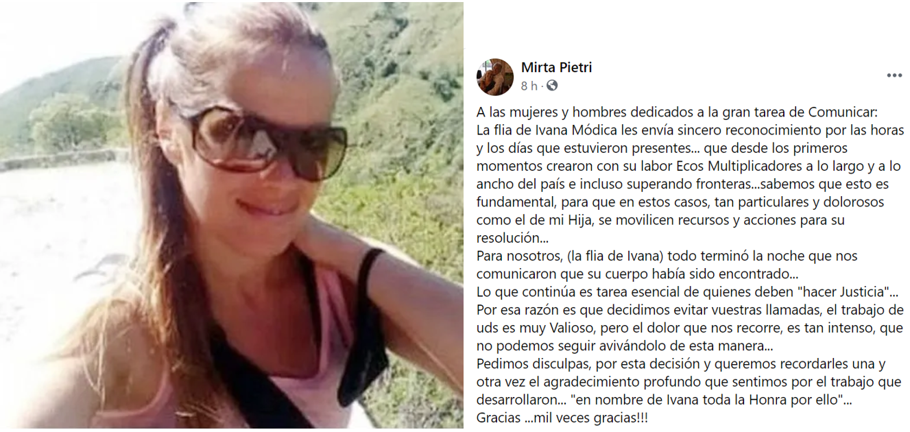 "No deja de admirarme tu entereza en todo momento": Los sentidos mensajes para la madre de Ivana Módica en facebook | Córdoba