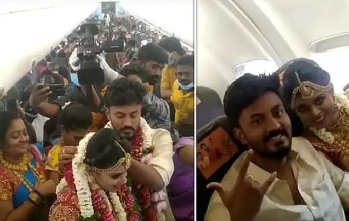 Boda con 161 invitados: se casaron en un avión para eludir las restricciones por coronavirus | Internacionales