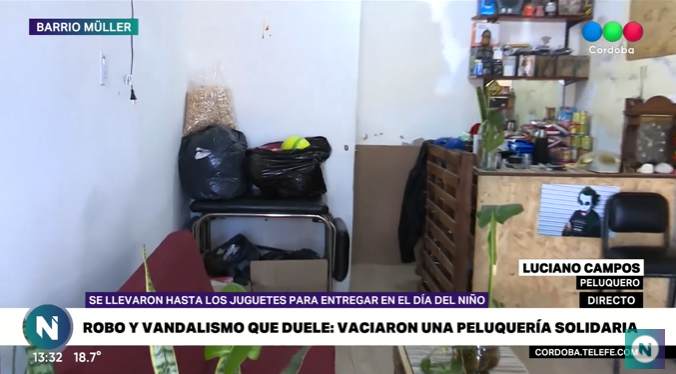 Robo en una peluquería solidaria: Se llevaron hasta los juguetes para entregar en el día del niño | Córdoba