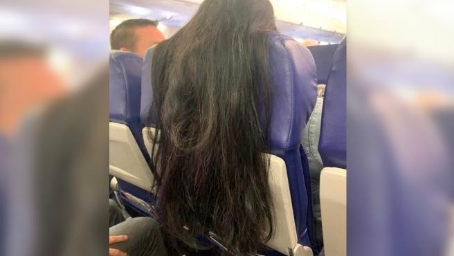 La foto viral de una pasajera de avión que pone su largo pelo sobre la bandeja de comida de otro turista | Internacionales