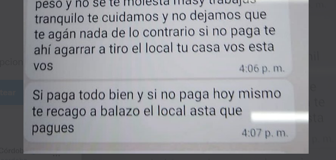 Mensaje mafioso y extorsivo a un comerciante: "Si no pagás, te voy a agarrar a tiros al local" | Actualidad