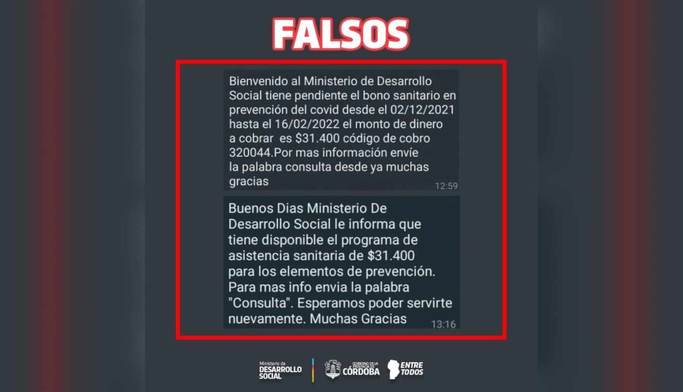 Desarrollo Social niega bono en el marco del Covid-19, y alerta por engaños virtuales | Córdoba